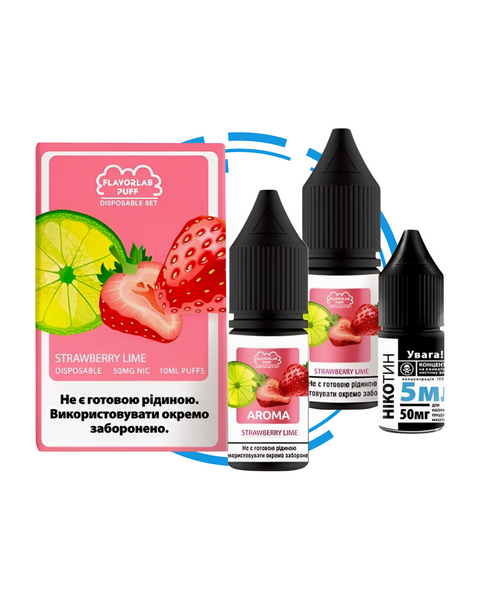 Набір для самозамісу Flavorlab Disposable Puff Strawberry Lime 7579809 фото